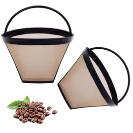 2pcs Reusable #4 Cone Coffee Filter Basket for Ninja and Cuisinart Coffee Makers and Accessories - 2 Pack Permanent Replacement for Ninja and Cuisinart Coffee Brewers