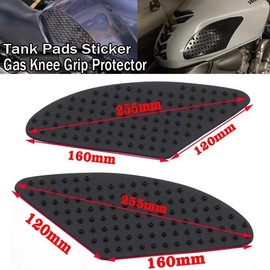 Universal Motorcycle Gas Tank Protector Pad Fuel Tank Sticker Self-Adhesive PVC with Knee Grip for K-awa-saki H-onda Y-am-aha T-riumph, Black