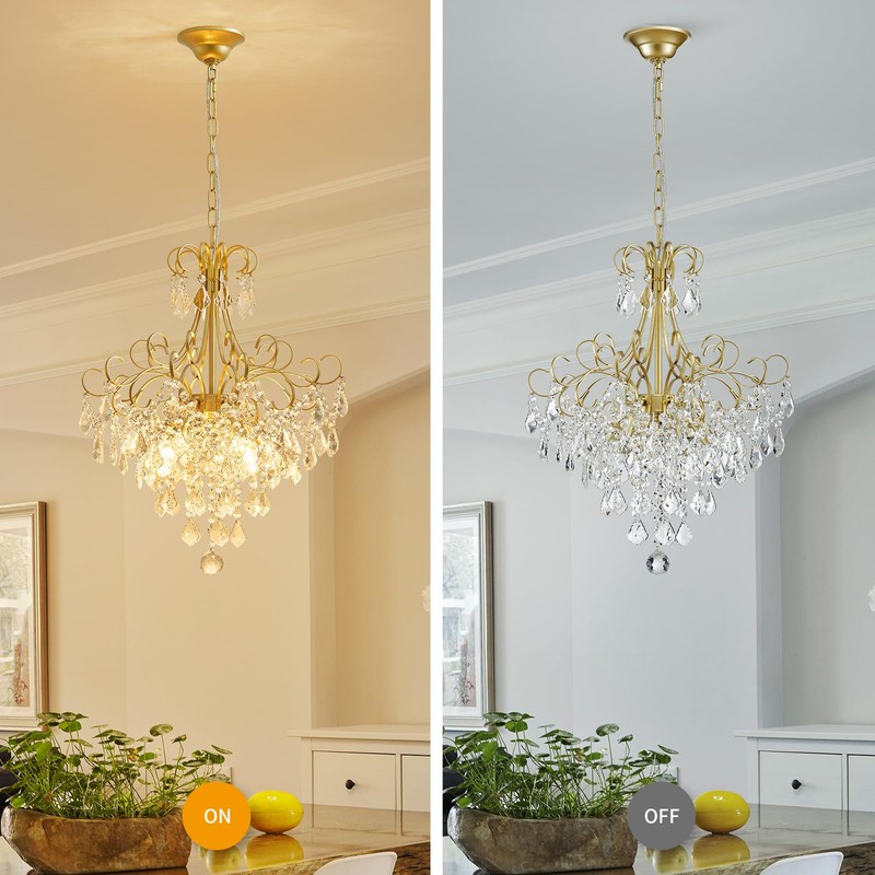 WUZUPS Crystal Chandelier 5-Light Pendant Ceiling Light Modern Lighting Fixture