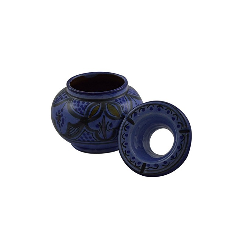 Ceramic Ashtrays Hand Made Smokeless Large Moroccan White Blue