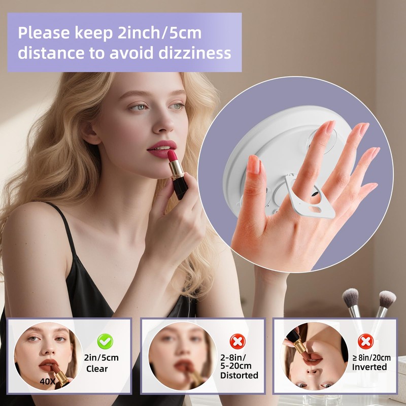JJhxr 40X Magnifying Makeup Mirror, 5inch Handheld Travel Magnifying Mirror,