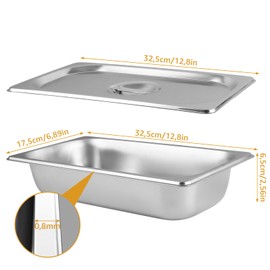 LDXDRU Breading Bowls Set of 4 with Lid Made of Stainless Steel GN 1/3 Container 32.5 x 17.5 x 6.5 cm Breading Set, Breading Street Schnitzel, Rectangular Metal Gastro Container for Fish, Meat and