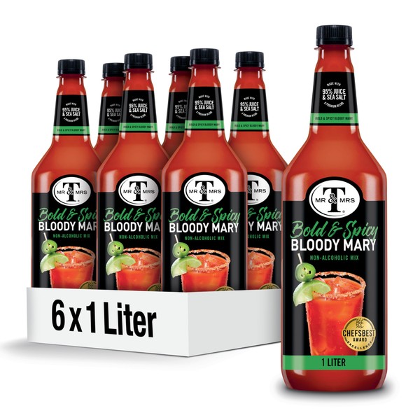 Mr & Mrs T Bold & Spicy Bloody Mary Mix, 1 L bottle (Pack of 6)