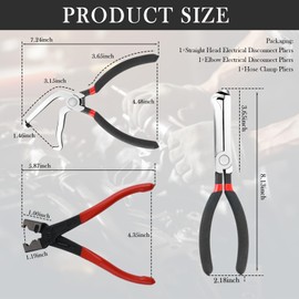2PCS Car Electrical Disconnect Pliers & 1PC Hose Clamp Plier Kit,Electrical Connector Pliers with Serrated Design for Breaking Connector Plugs,Universal Electricals Disconnect Tool