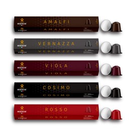 Mokapresso Capsule Coffee, 5 Types Assortment Set, VIOLA Rosso Vernazza COSIMO AMALFI, Genuine Domestic Product, 5 Box Set (50 Capsules)