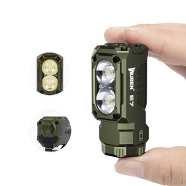 WUBEN E7 Mini linterna recargable de 1800 lúmenes con imán - Linterna EDC Ejercito Verde súper brillante de 6 modos, LED recargable tipo C; Linterna IP68 para uso con faros, rescate y acampada