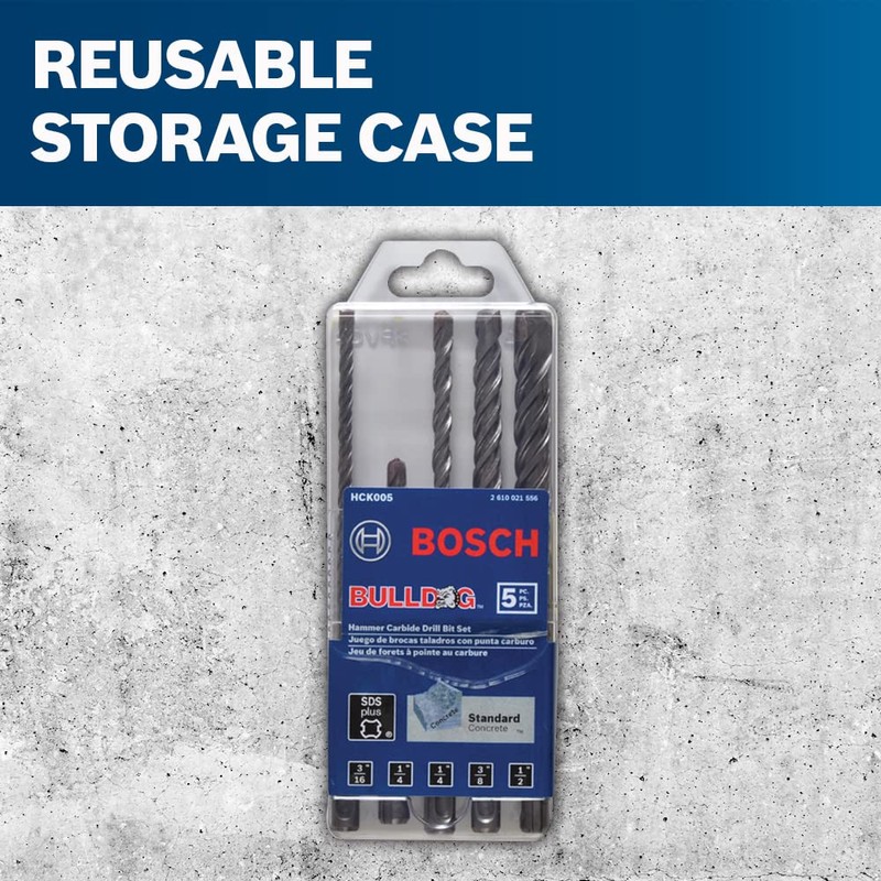 BOSCH HCK005 5-Piece Assorted Set SDS-Plus Bulldog Rotary Hammer Bits