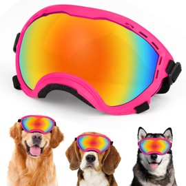 Dog Goggles,UV Protection Dog Sunglasses for Medium-Large Breed,Dogs Eye Protection with Adjustable Strap (Pink)