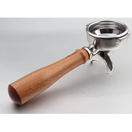 Portafiltro de 58 mm de doble boquilla compatible con cabezal de grupo E61, portafiltro de 2 orejas de 58 mm con cesta de filtro y mango de madera