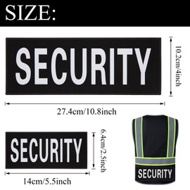 Reflective Security Patch Set Sticker Reflective Tape Sticker Security Night Visibility Security Nylon Hook Loop Patch for Vest Tactical Dog Harness Vest Collar, 2 Patches