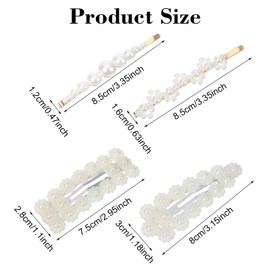 Ymapinc 8 PCS White Pearl Hair Pins for Women - Hair Clip Accessories, Cute Pearl Hairpins, Barrette Styling for Dating Daily Wear for Brides Bridesmaids