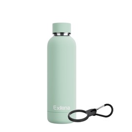 Exllena Slim Insulated Water Bottles for Travel 18oz with Clip, Double Wall Vacuum Stainless Steel Water Bottle Keeps Drinks Cold 24 Hrs/Hot 12 Hrs, 100% Leakproof, BPA Free(Mint)