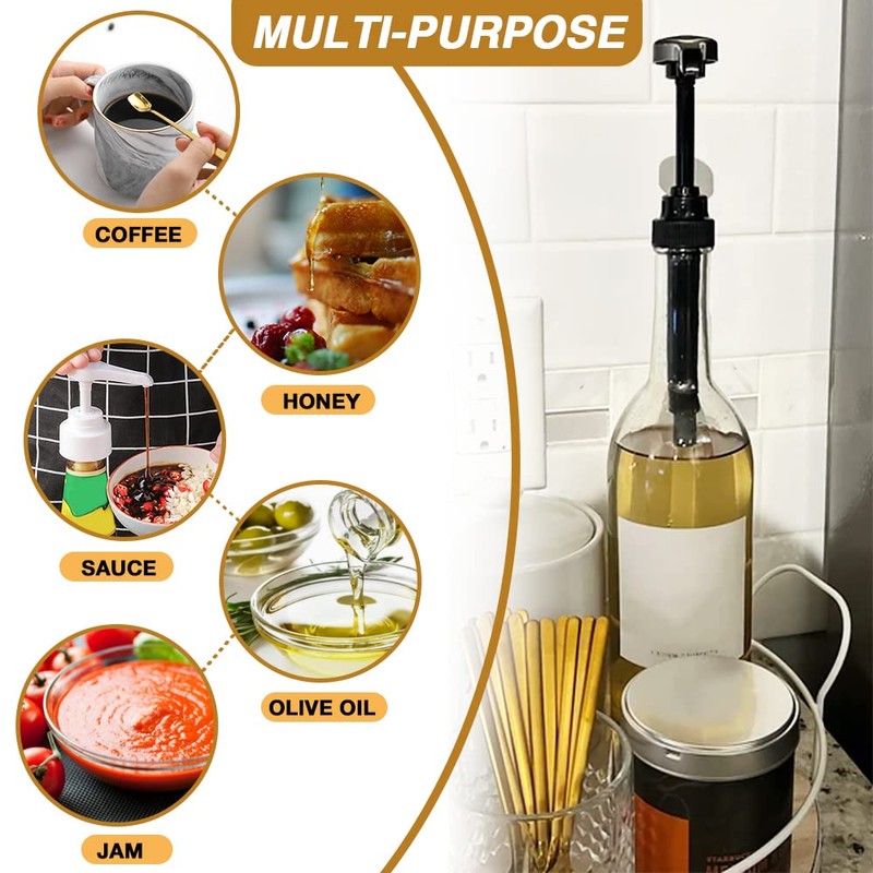 DupakSYS Premium 8 Pack Black Coffee Syrup Pump Dispenser for