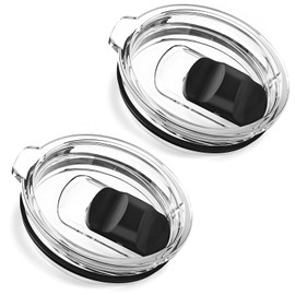 2 Pack Magnetic Slider Replacement Lid Compatible with Ember First and Second Generation Mugs, 14 oz, Splash-Proof, Black/Clear