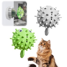 Dayinkes 2PCS Catnip Balls for Cats, Catnip Balls That Stick on Wall, Healthy Teeth Cleaning Dental Kitten Toys, Reusable Cat Face Scratchers, Refillable Catnips Toys for Cats, Gift Box for Kitten Pet