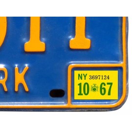 1967 New York Registration, License Plate Sticker, YOM, NY, Tag, DMV