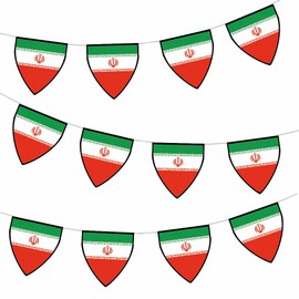 AK Giftshop Iran Pennant Flag Bunting Birthday Wedding Events Decorations - 12pcs / 2.5m Ribbon