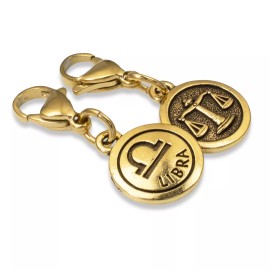 Hackberry Creek Libra Clip-on Charm - 22k Gold Plated Accessory for Bags & Jewelry - Zodiac Gift