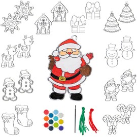THE TWIDDLERS - 20 Christmas Suncatcher in Assorted Festive Designs - Paint Your Own DIY Ornament Bauble Decorations - Fun Gift, Toy Art Crafts Complete Set, Activity for Kids, Party Bag Fillers