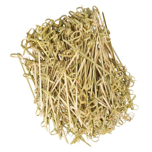 DC-BEAUTIFUL 200 Pack Natural Bamboo Knot Skewers, 6 Inch Bamboo Twisted End Cocktail Picks, Appetizer Picks for Party Snacks Club Sandwiches Finger Food Barbecue Must (6.0”)