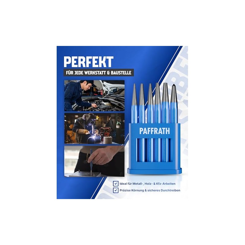 Paffrath 6-Piece Punch and Grit Set - Precision Ground Tips