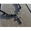 HANA LIMA Adjustable Cross Necklace Surfer Chain Leather Necklace Men