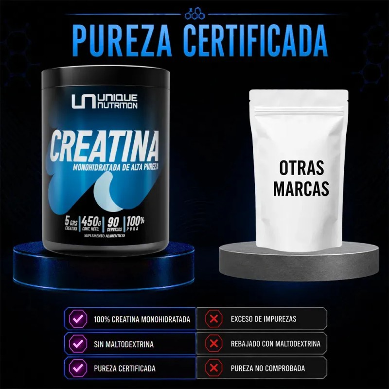 Unique nutrition creatina monohidratada pura 450g 90 serv