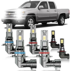 HUOKEDS for Chevy Colorado 2004-2012 Fog Lights Bulbs Combo, 6pcs Super Bright White Multi Beam Fog Lights Blubs Package, 1:1 Size as Stock Bulbs, Plug and Play