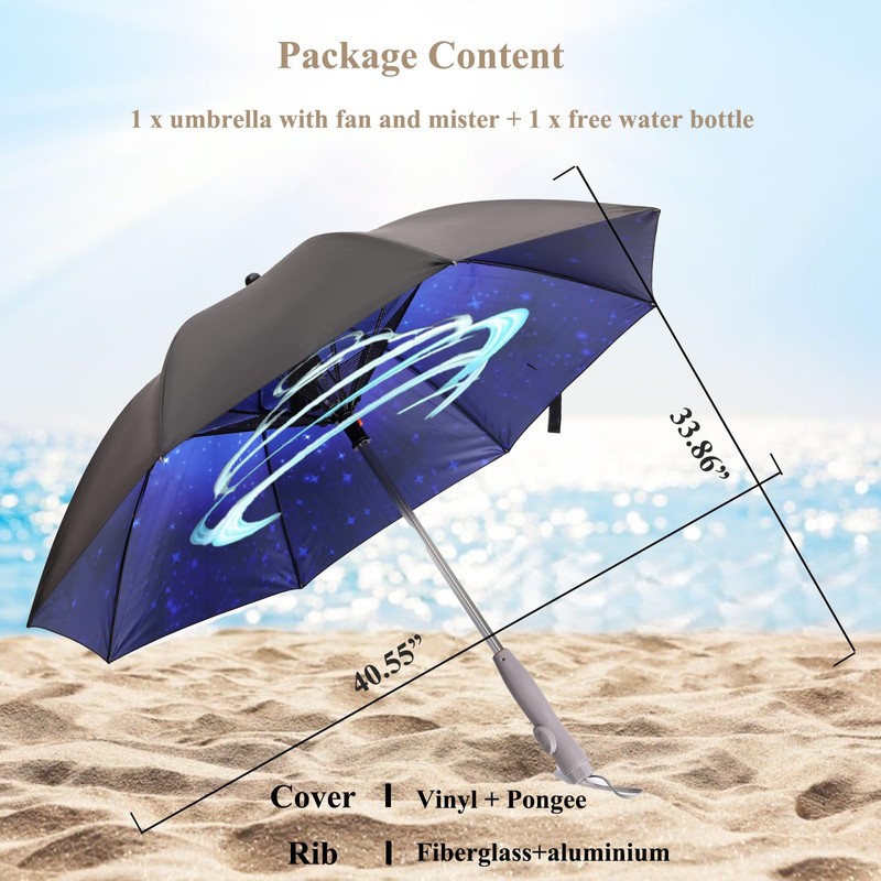 Tefedpot Umbrella with Fan and Mist Spray, 2025 upgraded 3-in-1