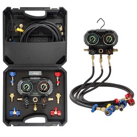 Lichamp AC R1234YF R134A Gauge Set, Automotive Manifold Gauge Compatible with R1234YF and R134A Refrigerants, Works on Car Freon Charging and Evacuation