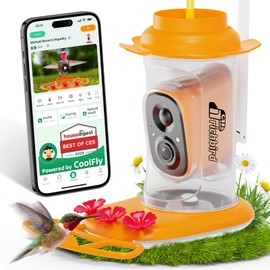 RichBird Smart Hummingbird Feeder with Camera Solar Powered, AI Identify, Instant Notification, Leakproof & Ant Moat, Outdoors Hanging, Idea Gift for Bird Lovers (20 oz)