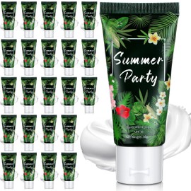 Dansib 24 Pcs Mini Sunscreen Bulk for Summer Wedding Party Spf 30 Water Resistant Sunscreen Lotion Bulk 1oz Travel Size for Thank You Gifts Summer Wedding Party Supplies (White Cream, Tropical)