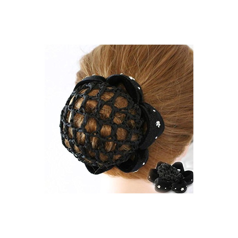 1PCS Black Women Bun Cover Snood Ballet Dance Polka Dot