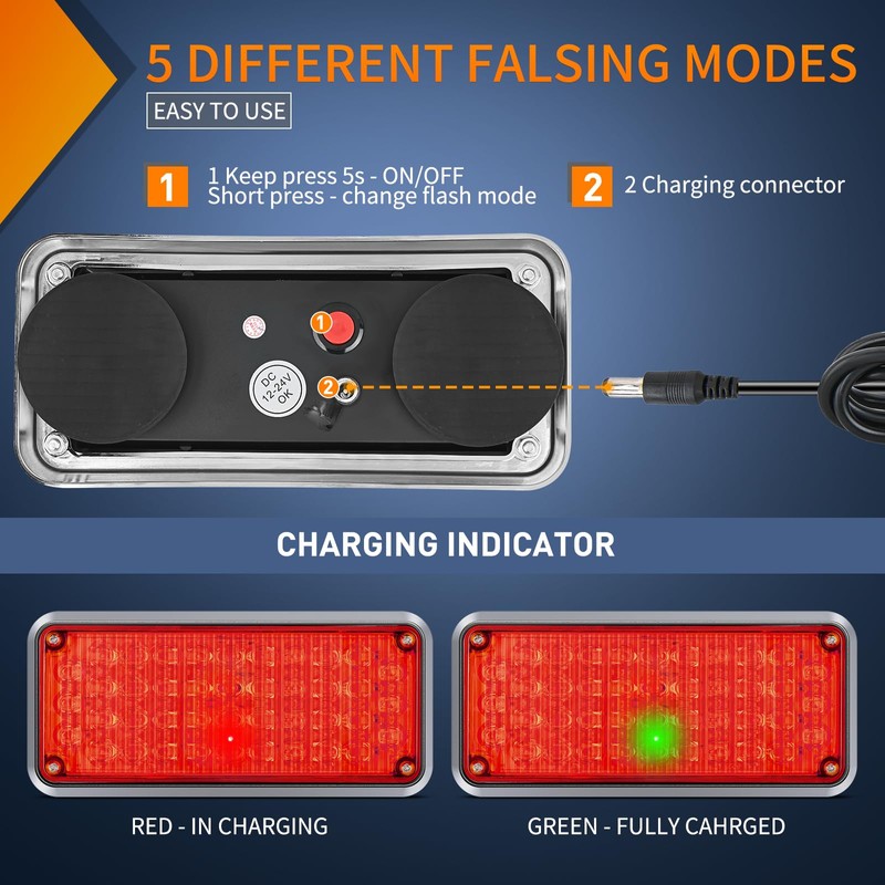 Nilight 2PCS 42LED Red Wireless Magnetic Strobe Lights Portable Warning