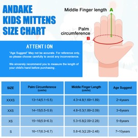 Andake Kids Ski Gloves Ages 2-10 Waterproof Winter Snow Gloves Warm Easy-to-Wear with Zippers for Children Unisex Boys and Girls Blue,3-6Y