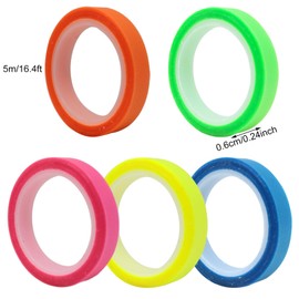 yueton 5Roll Highlighter Tape Transparent Marking Sticker Reading Index Sheet Fluorescent Neon Tape Removable Long Bar Marker Ultra Fine Transparent Colored Tape Highlighte Tape for Office Supplie