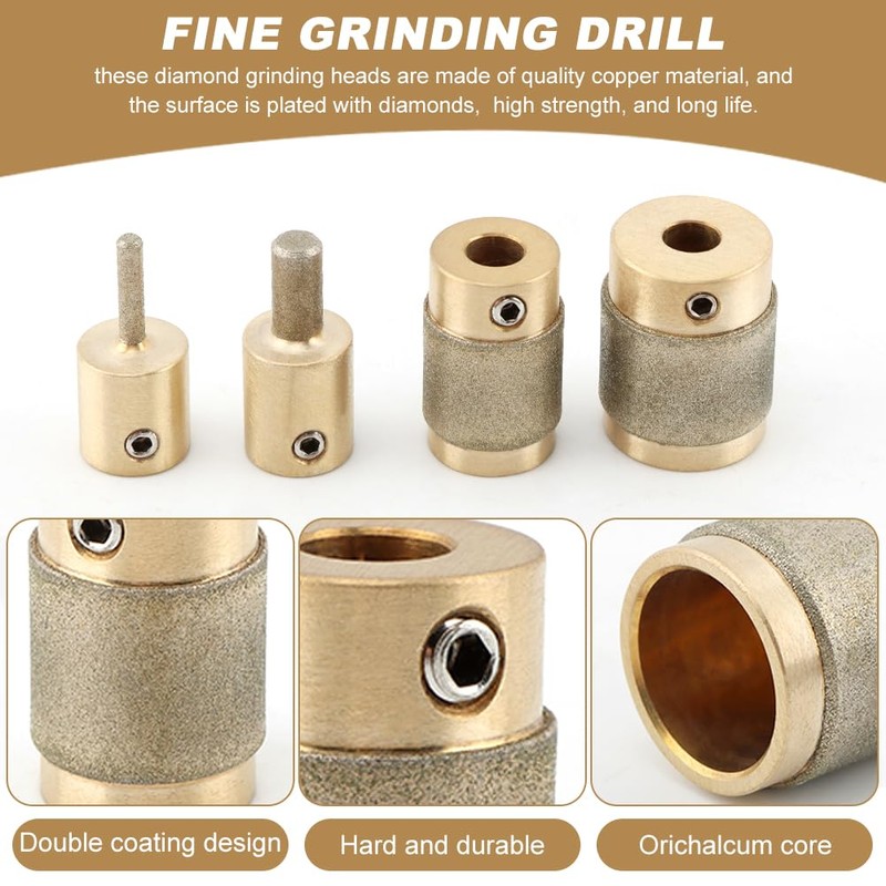 Glass Diamond Grinder Bit Head Tools Combination Set 1" 3/4"