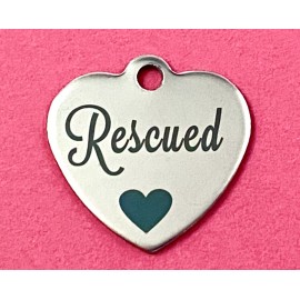 Unbranded Rescued Collar Tag Charm Stainless Steel Pet Dog Cat Lover Pendant Gift Adoption