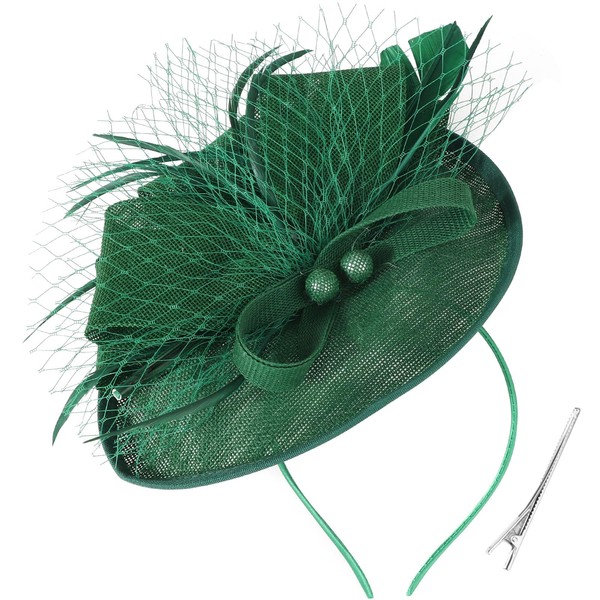 DRESHOW Flower with Single Arrow Feather Fascinators Hat Headband and