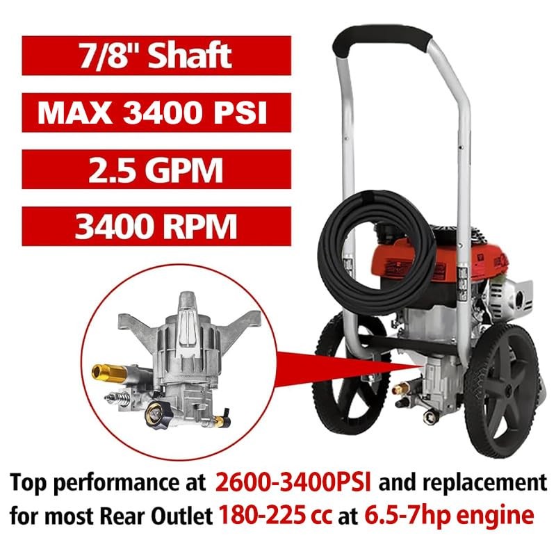 3400PSI Pressure Washer Pump Replacement 7/8'' Shaft Vertical Power Washer