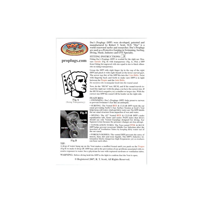 Doc's Proplugs - Medium Solid (Non-Vented), Blue w/Leash