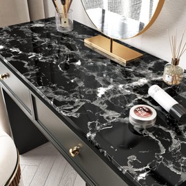Black Marble Contact Paper for Countertops Peel and Stick Wallpaper Self Adhesive Contact Paper for Cabinets Marble Countertop Vinyl Waterproof Wallpapers for Bathroom Kitchen Backsplash 24''x118''