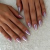 KQueenest Chrome Purple Press On Nails Short Almond Shiny Glitter