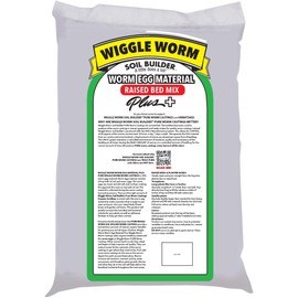 Soil Builder Raised Bed Mix, 40 Pound Bag - Worm Egg Material Mixed with Odor Free Wiggle Worm Pure Worm Castings - All Organic - Ready to Add Direct to Raised Bed, Planter, etc., Pack of 3