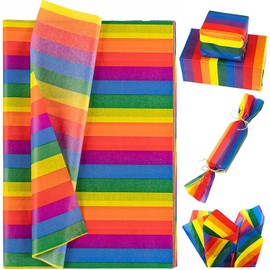 100 Sheets Rainbow Tissue Paper Colorful Stripes Art Tissue Bulk Colored Gift Wrapping Paper for DIY Art Craft Gay Pride Party Bags Birthday Wedding Favors,14x20 Inch