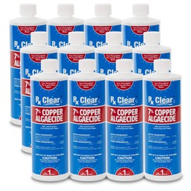 Rx Clear 7% Copper Algaecide | Kills and Prevents Algae for In-Ground and Above Ground Swimming Pools | Safe Formula for Swimmers | One Quart Bottles | 12 Pack