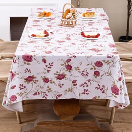 KONUO PO - Mantel de vinilo con parte trasera de franela, impermeable, resistente al aceite, mantel de plástico, resistente a las manchas, rectangular, lavable o cuadrado, para interiores y exteriores