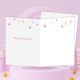 DPKOW Unicorn Eid Mubarak Card for Kids, Happy Eid Card, Eid Mubarak Greeting Card with Envelope, Islamic Eid Gifts for Kids Family, Unicorn Keyring Eid Birthday Gifts