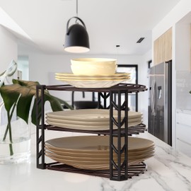 Simple Houseware 3-Tier Counter Corner Shelf Organizer, Bronze