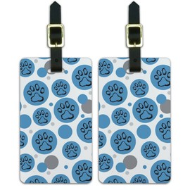 Graphics & More Luggage Suitcase Carry-on Id Tags-Paw Print Artsy Cat Dog-Blue, White